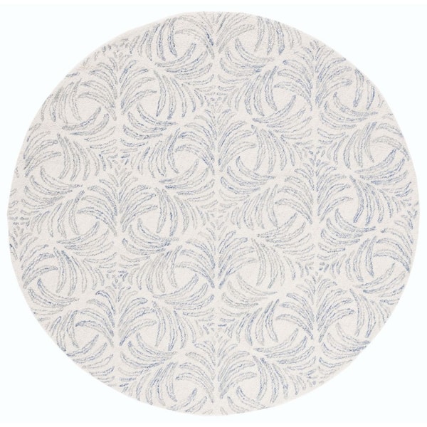 SAFAVIEH Martha Stewart Ivory/Blue 6 ft. x 6 ft. Gradient Floral Round Area Rug
