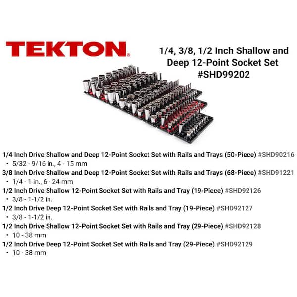1/4,3/8,1/2 in. Drive 6-Point Socket Set with Rails (214-Piece)