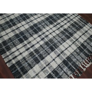 Hampton Charcoal Gray 5 ft. x 7 ft. 6 in. Transitional Plaid Jute Area Rug