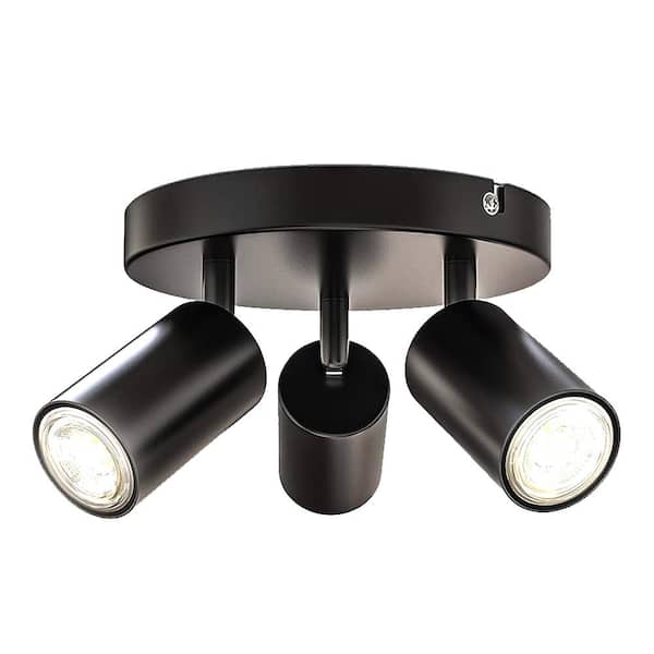 TAIFOND 7.87 in. 3-Light Matte Black Ceiling Light LED Flush Mount
