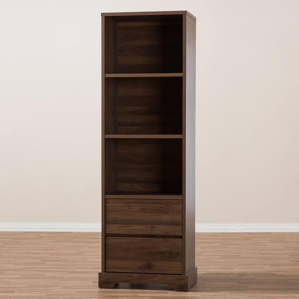 Baxton Studio 71.73 in. Brown Wood 3 shelf Accent Bookcase with