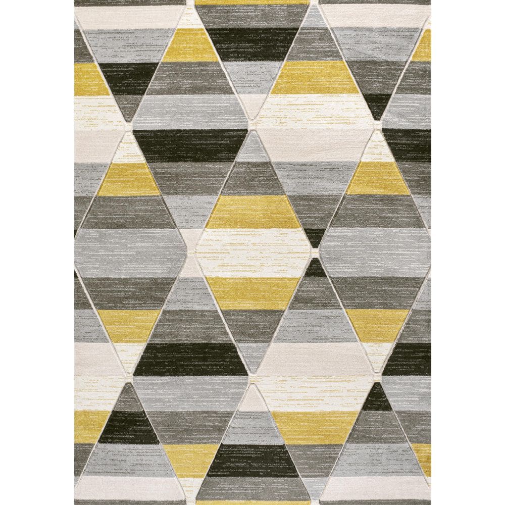 Kehoe Yellow and Gray Geometric Diamond Area Rug