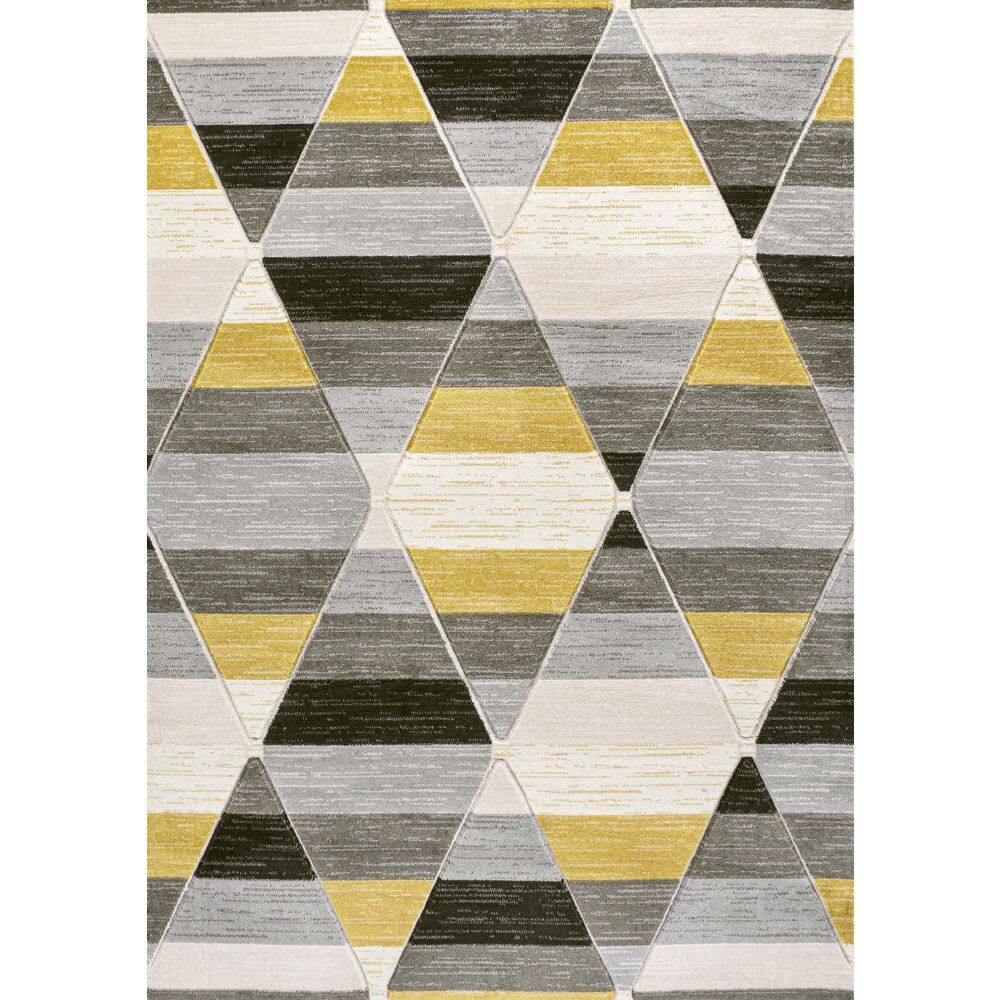 Kehoe Yellow and Gray Geometric Diamond Area Rug