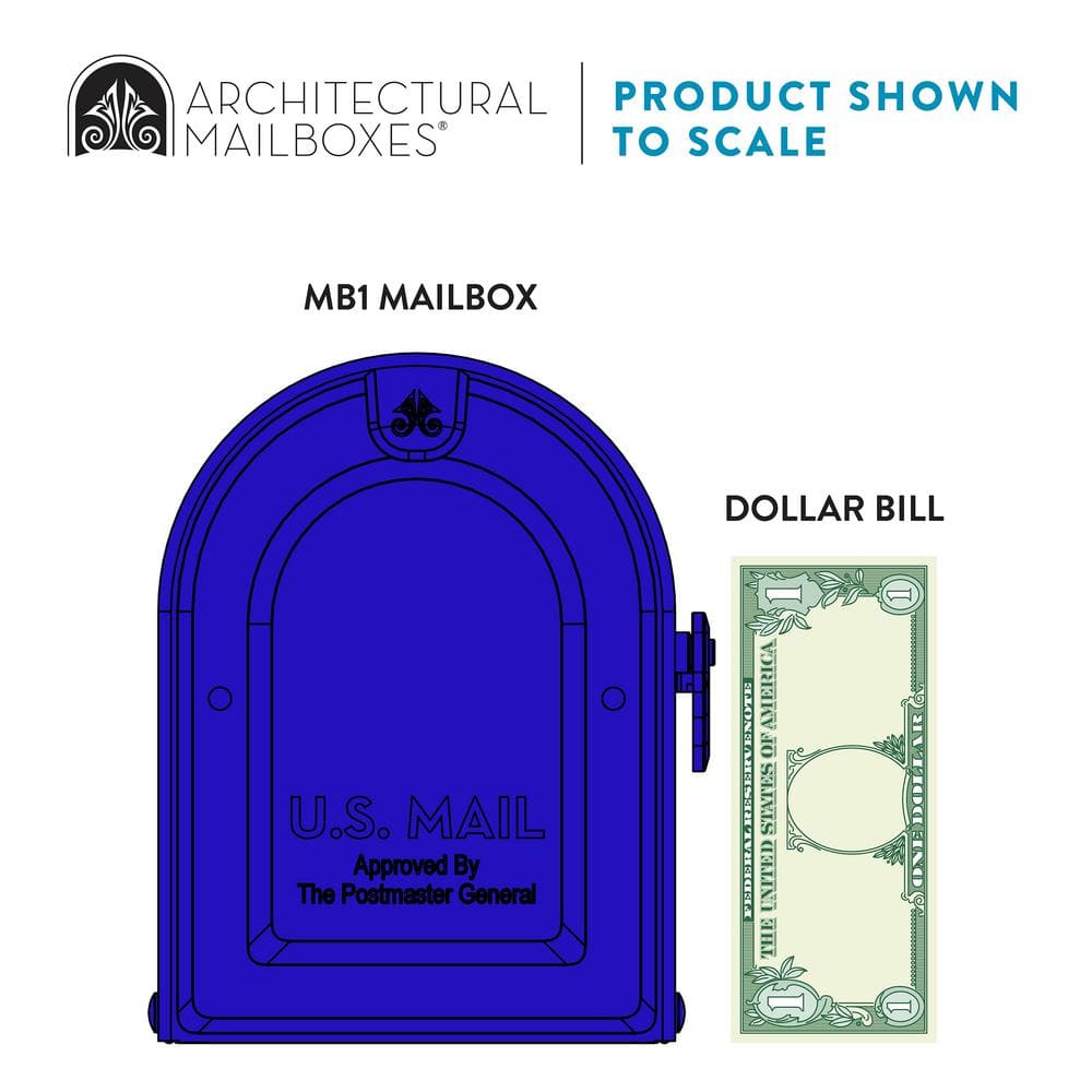 Medium Blue Galvanized Steel Post Mount Mailbox