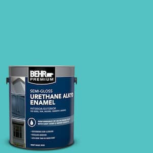 BEHR PREMIUM 1 qt. #MQ4-21 Caicos Turquoise Semi-Gloss Enamel  Interior/Exterior Cabinet, Door & Trim Paint 712304 - The Home Depot