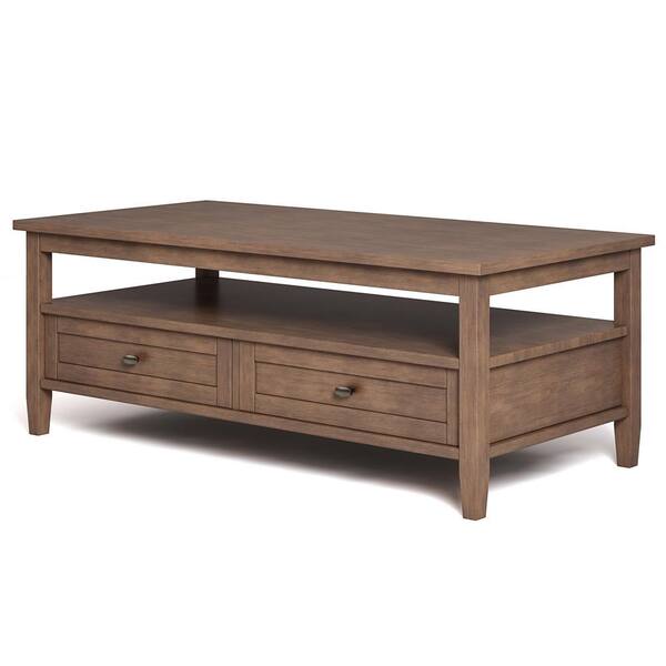 Brooklyn Max 48 In Rustic Natural Aged Brown Large Rectangle Wood Coffee Table With Drawers Bmwsh01 Rnab The Home Depot Max 48 In Rustic Natural Aged Brown, Large Rustic Coffee Table With Storage