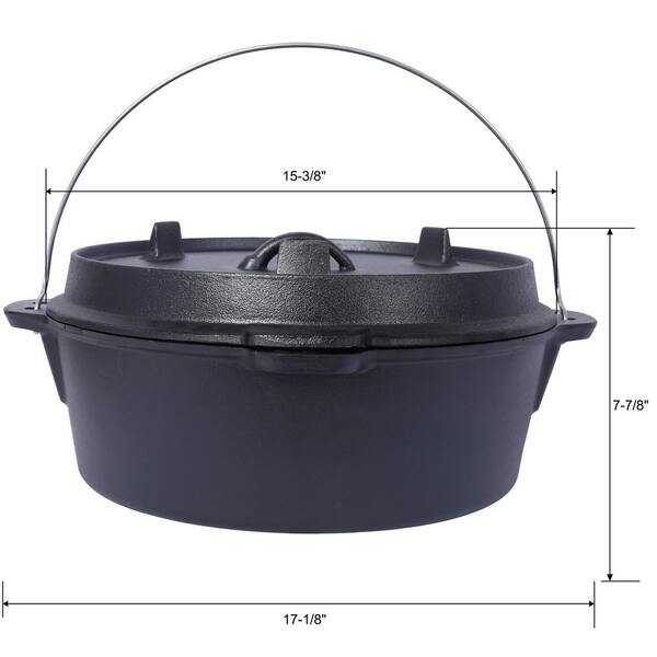 AUTMOON 12-Quart Cast Iron Dutch Oven Pot with Lid and