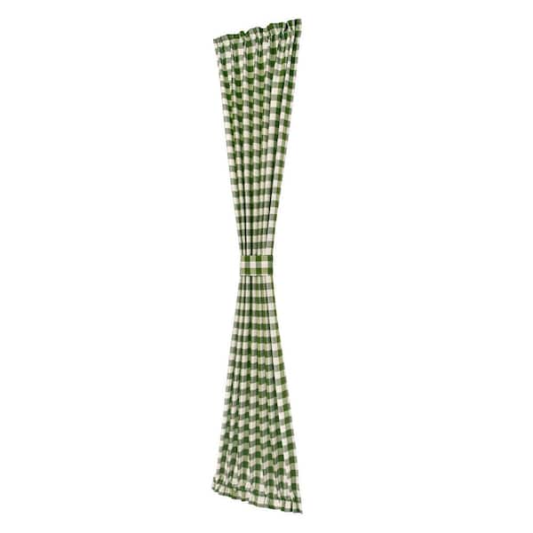 Buffalo Check 25 in. W x 72 in. L Polyester/Cotton Light Filtering Door Panel and Tieback in Sage