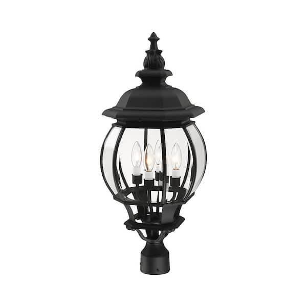 Livex Lighting Oxford 3 Light Textured Black Outdoor Post Top Lantern  7859-14 - The Home Depot