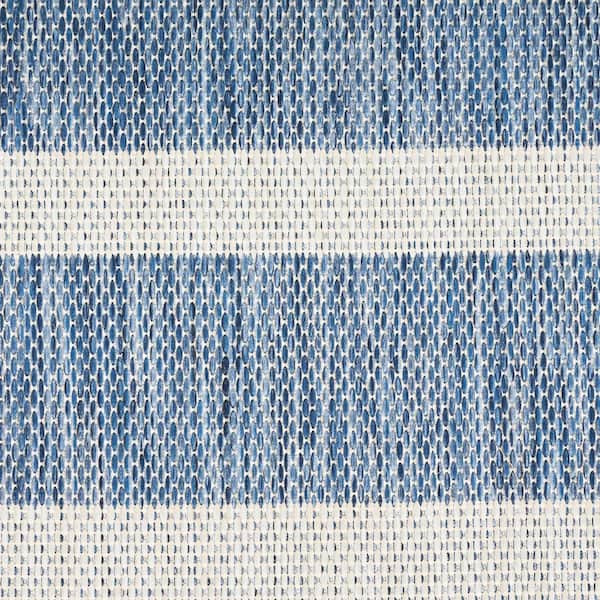 Nourison Positano Navy Ivory 6 ft. x 9 ft. Stripes Contemporary