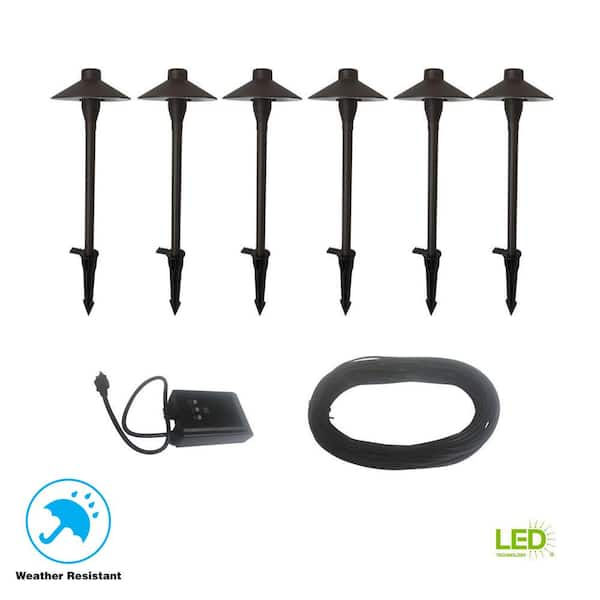 Hampton Bay Low-Voltage Bronze Outdoor Integrated LED Light Kit (8-Pack)