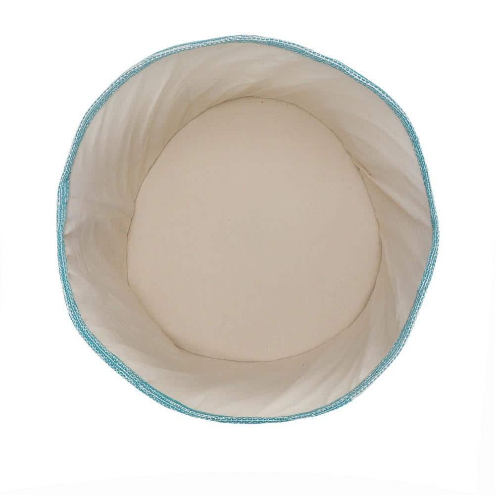 Aqua & White Cotton Chic Round Storage Basket 19"