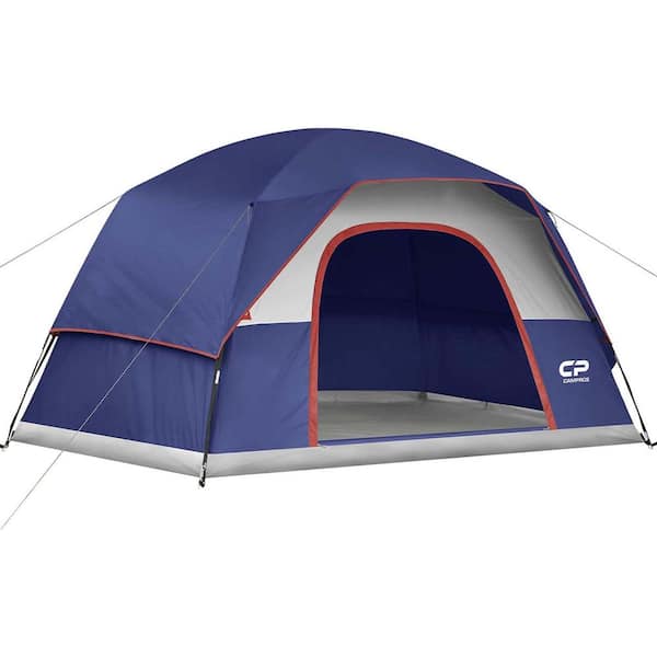 Zeus & Ruta 11 ft. x 7 ft. 6 -Person Dome Tents for Camping, Waterproof Windproof Backpacking Tent With Large Mesh Windows in Blue