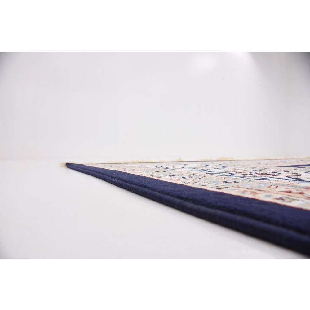 Navy Blue and Beige Synthetic Traditional Rectangular Area Rug