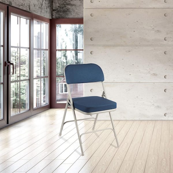 Bernadine Deluxe Fabric Padded Folding Chair, Blue, Pack of 2