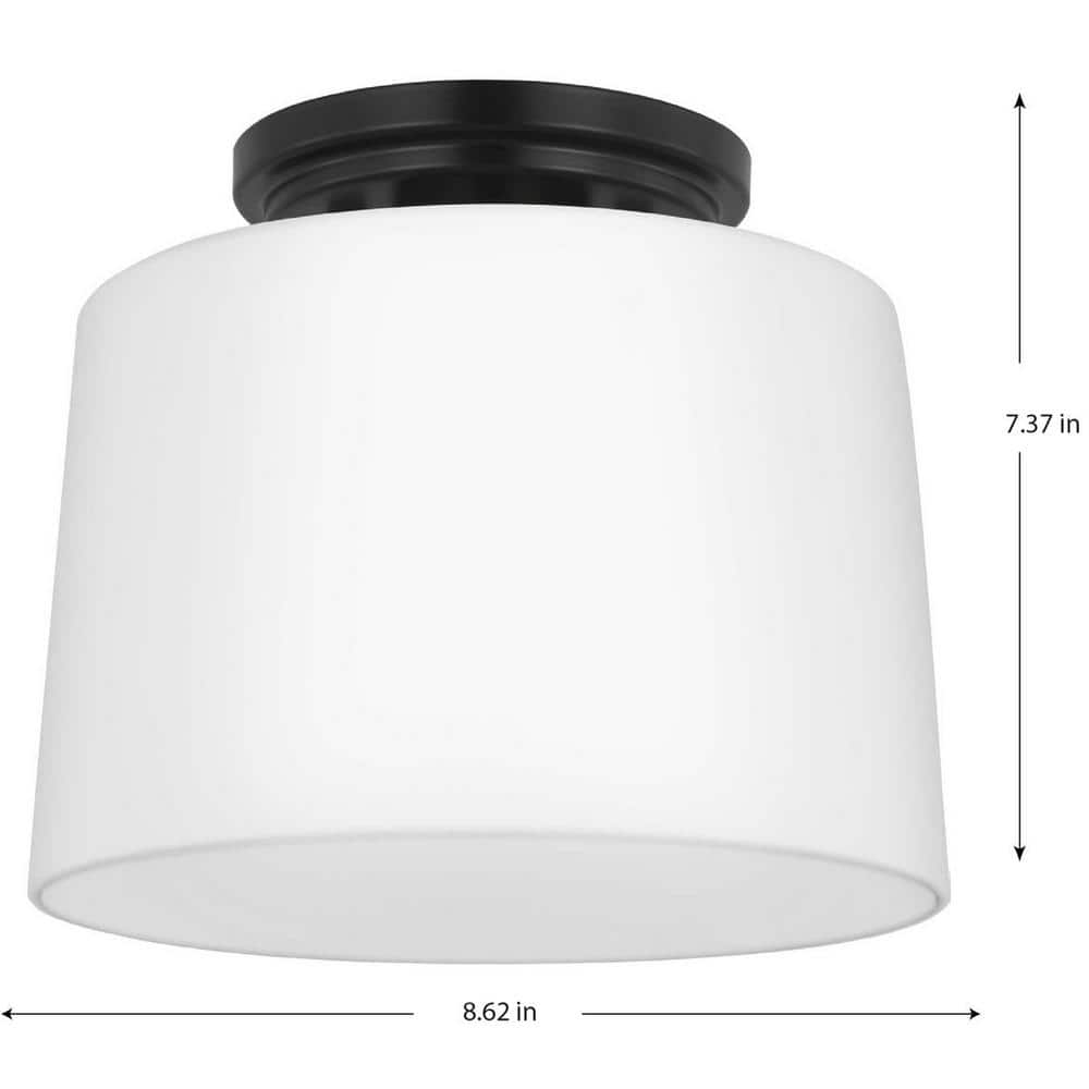 Adley Matte Black and Opal Glass Flush Mount Light