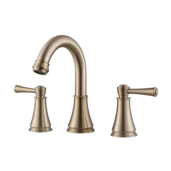 Tomfaucet 8 in. Widespread Deck Mount 2-Handle Bathroom Faucet in Brushed Gold