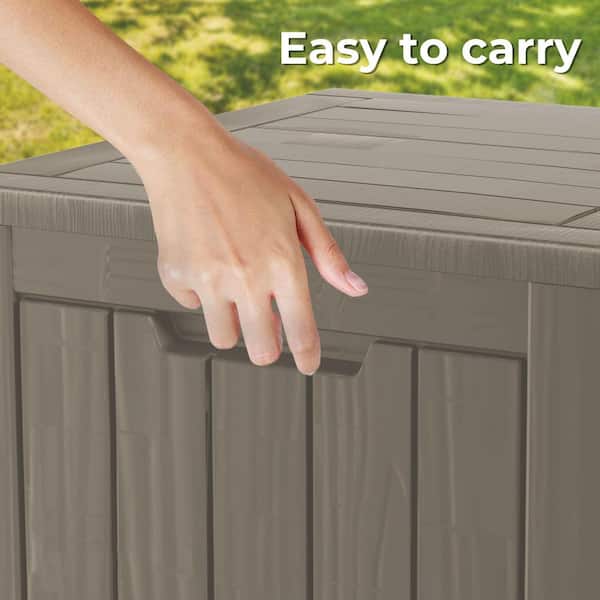 30 Gal. Light Brown Waterproof Resin Outdoor Storage Deck Box with Lockable Lid (22.09in. W x 17.09in. D x 20.87in. H)