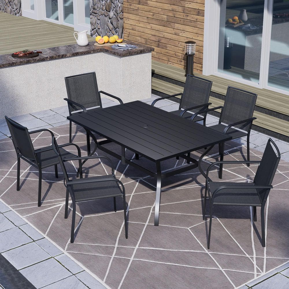 7-Piece Metal Patio Dining Set with Six Stackable Chairs price history on PriceWatchPro