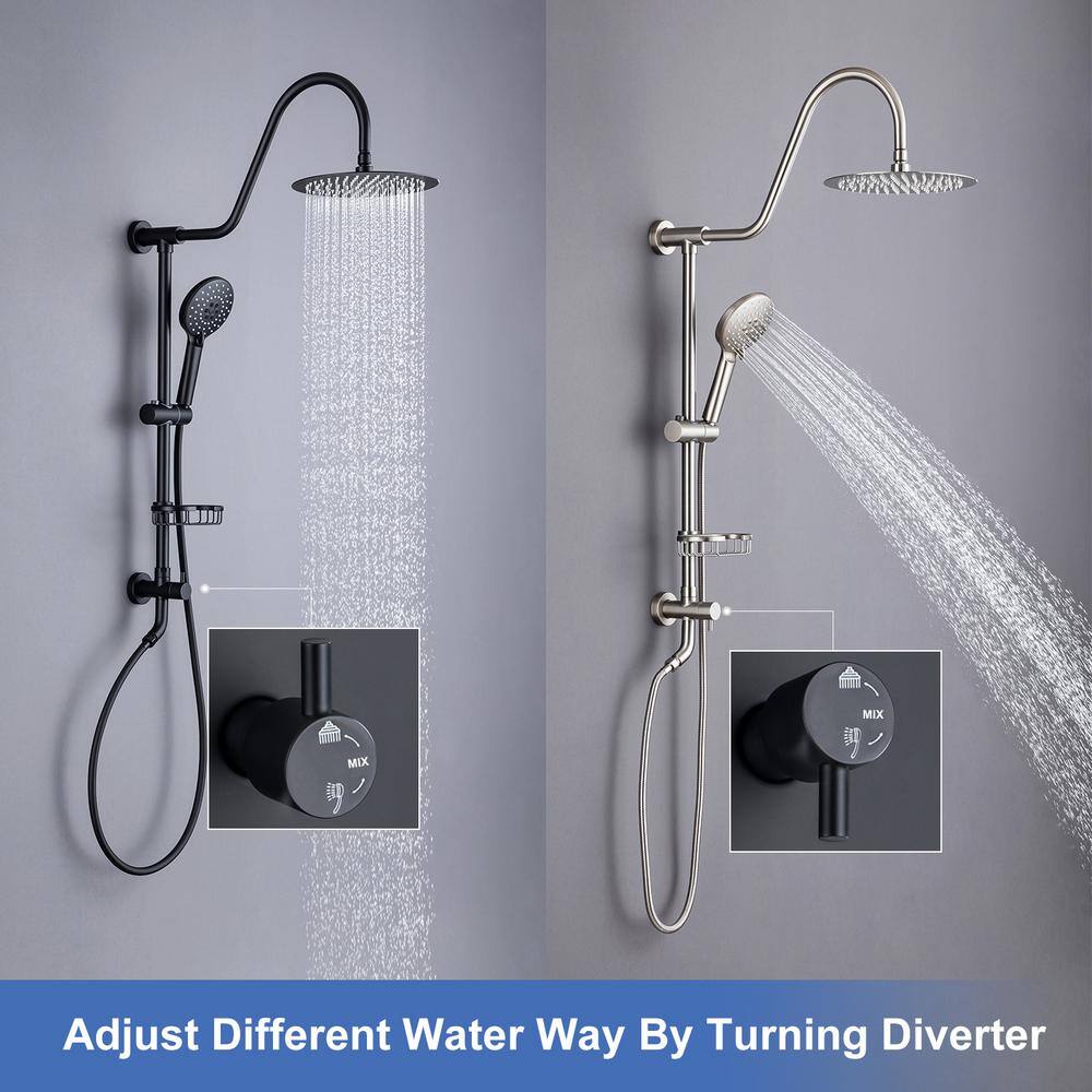 Matte Black Adjustable Height Rain Shower System with Handheld