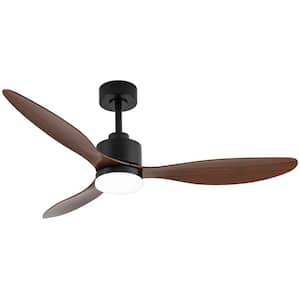 Sawyer 52 in. Integrated LED Indoor Brown-Blade Black Ceiling Fans with Light and Remote Control