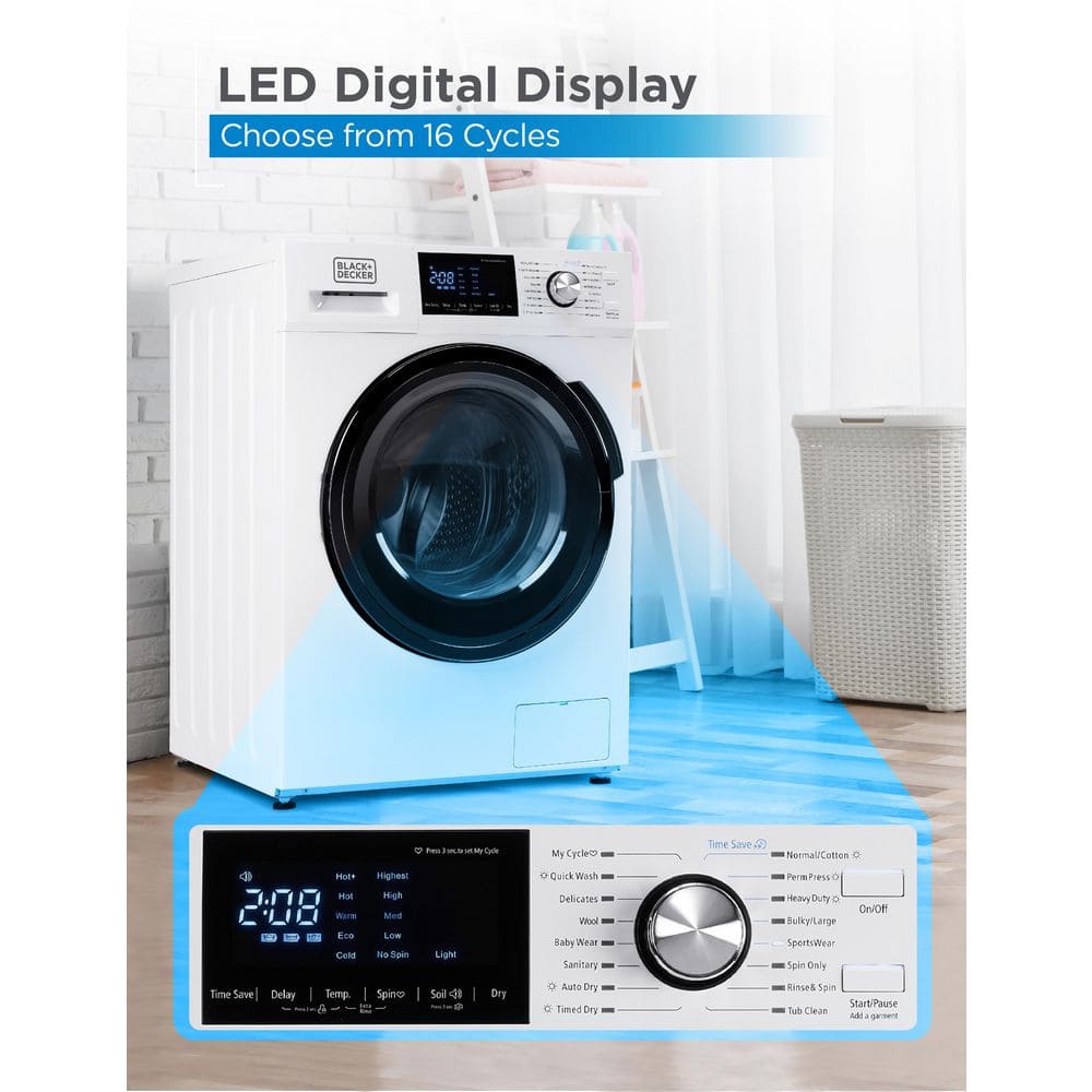 White and Black 2.7 Cu. Ft. Smart Electric Washer Dryer Combo
