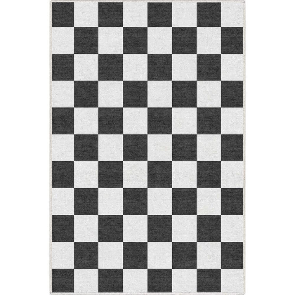 Well Woven Black 3 ft. 3 in. x 5 ft. FlatWeave Apollo Square Modern