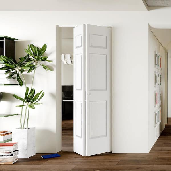TENONER 36 in. x 80 in. 6 Panel Textured MDF White Hollow Core