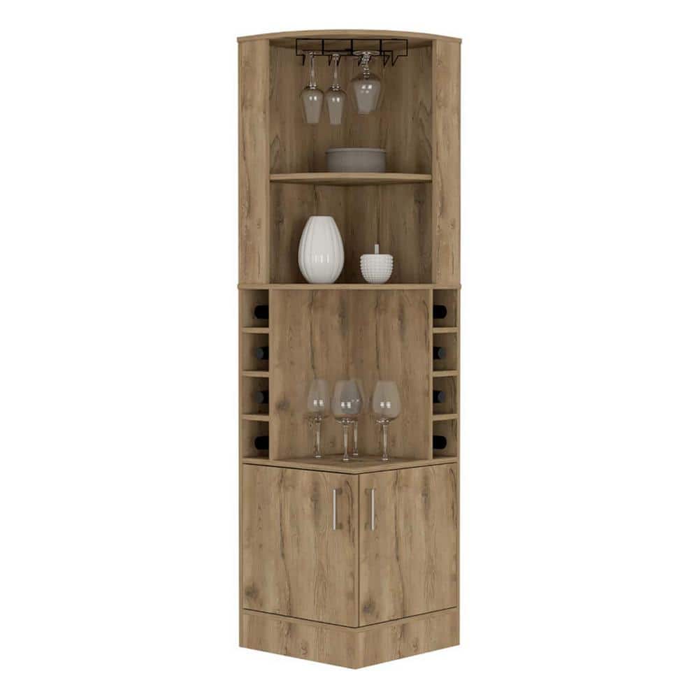 18.4 in. W x 18.4 in. D x 71.1 in. H Brown Triangle Linen Cabinet with 8 Wi