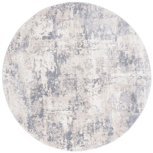 SAFAVIEH Opal 7 ft. x 7 ft. Gray/Beige Distressed Abstract Round Area Rug