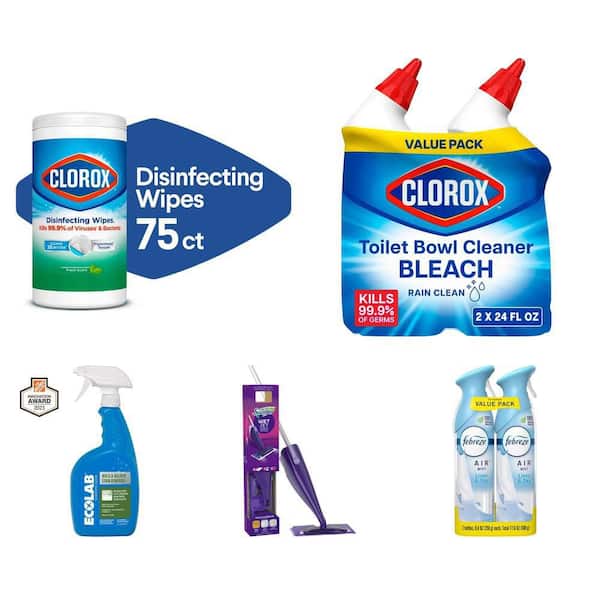 Cleaning Kit: Wipes, Bowl Cleaner, Mold Remover, WetJet, Linen Spray
