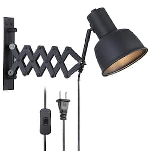 1-Light Black Plug in Swing Arm Wall Lamp