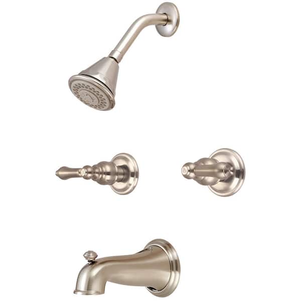 Central Brass 8997-B1-BN Double Handle 4-Spray Tub and Shower Faucet 1.75 GPM in. Brushed Nickel Valve Included