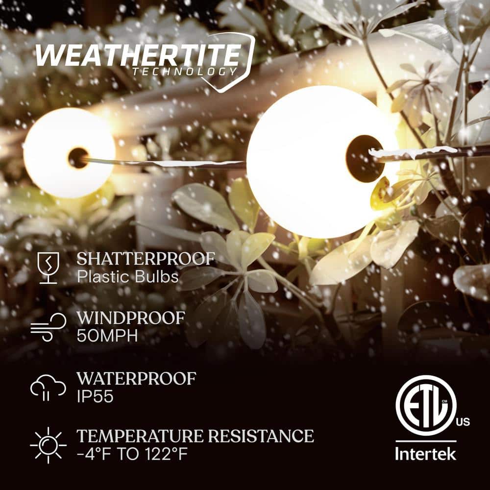Warm White LED Globe Outdoor String Lights, 30 ft