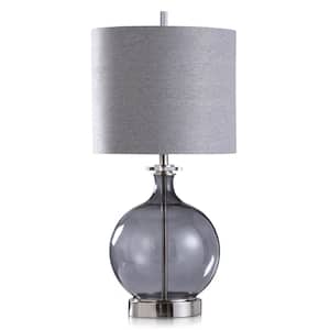 Saco 33 in. Smoked Glass Globe Table Lamp with Acrylic Base