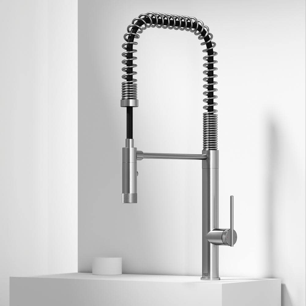 Vigo Sterling Single Handle Pull Down Sprayer Kitchen Faucet In Stainless Steel Vg St The