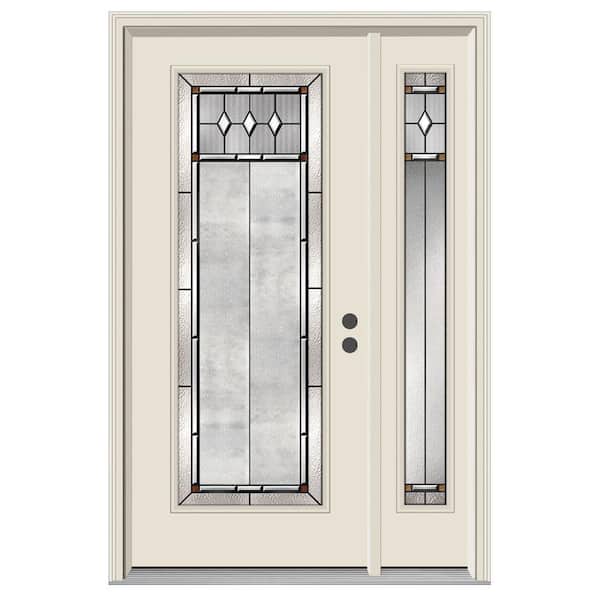JELD-WEN 50 in. x 80 in. Full Lite Mission Prairie Primed Steel Prehung Left-Hand Inswing Front Door with Right-Hand Sidelite