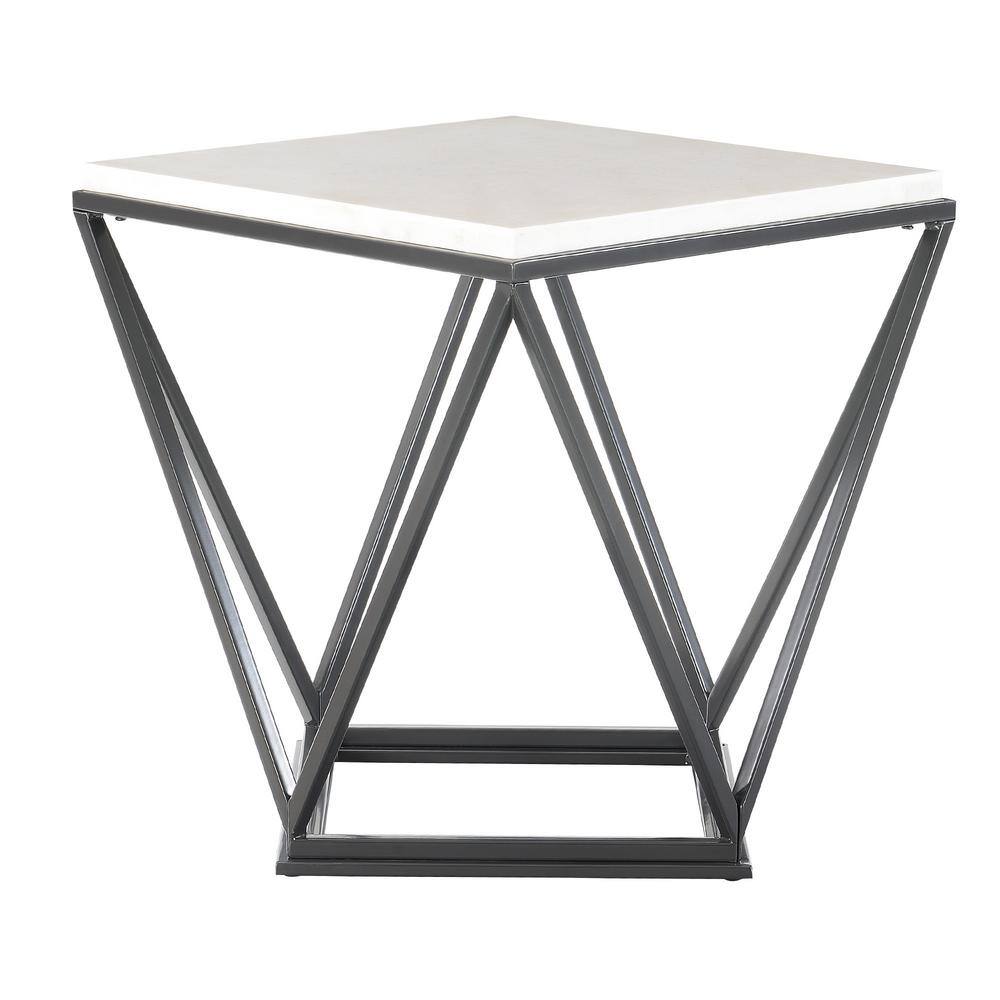 Conner White Marble and Black Metal 2-Piece Table Set