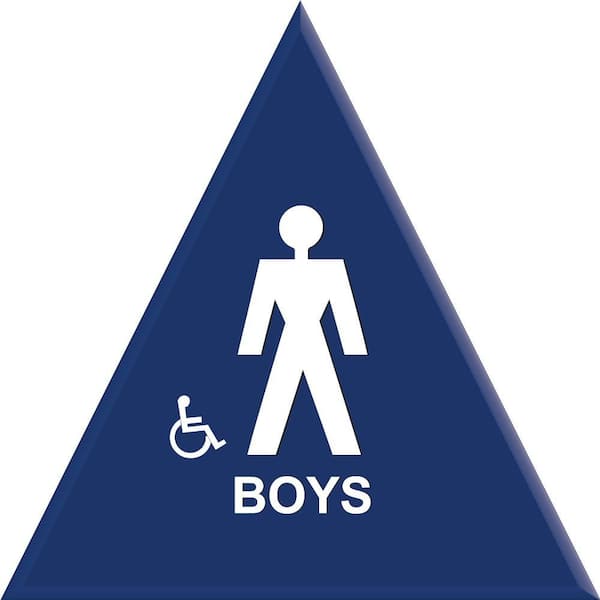 Lynch Sign 12 in. Boys Blue Triangle Restroom Sign With Accessible Symbol