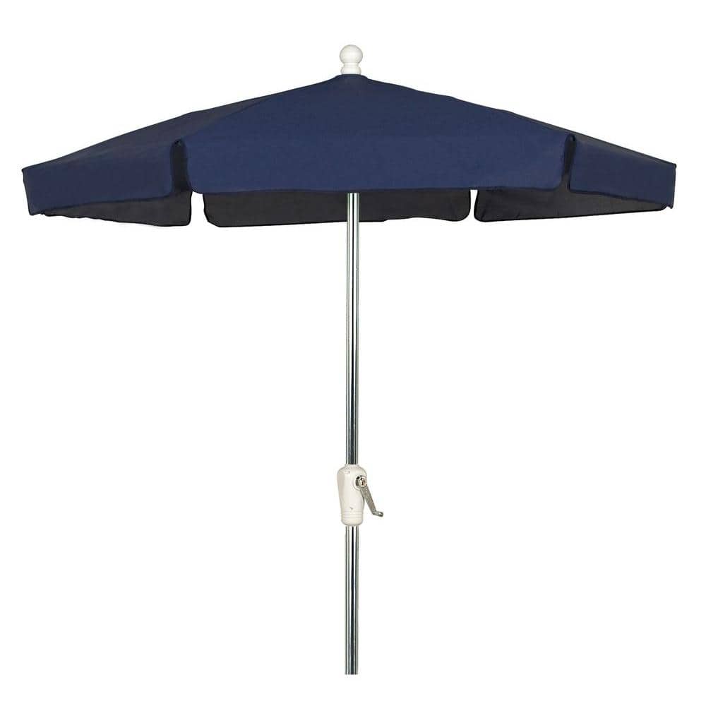 7.5 ft. Bright Aluminum Patio Umbrella in Navy Vinyl Coated Weave-7GCRA