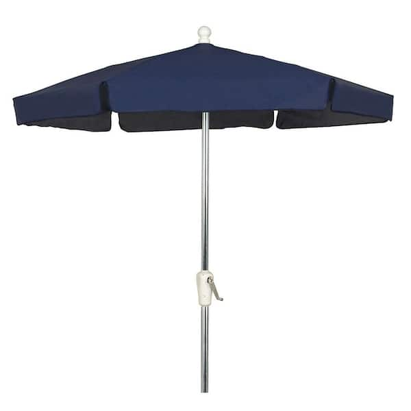 Unbranded 7.5 ft. Bright Aluminum Patio Umbrella in Navy Vinyl Coated Weave