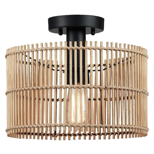 bamboo semi flush mount light