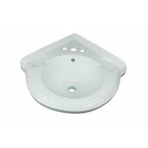 Portsmouth 22 in. Corner Wall Mounted Bathroom Sink in White with Overflow No Hardware