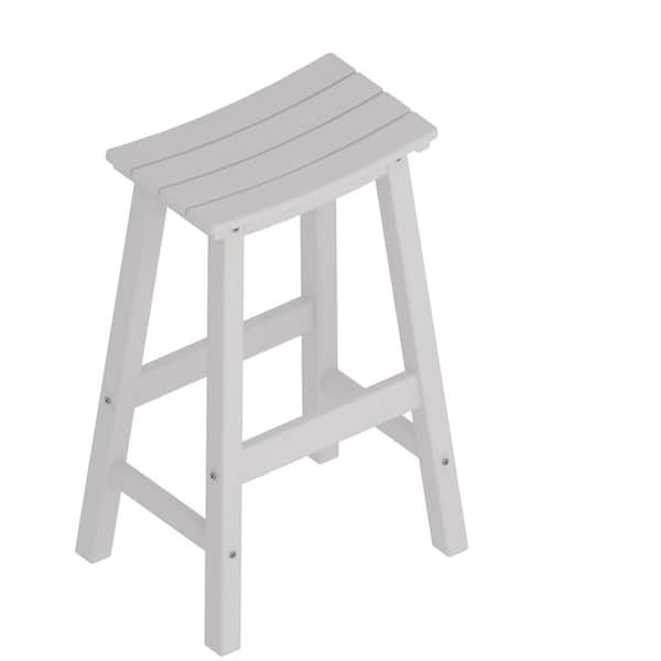 NewTechWood HDPE Plastic Outdoor Bar Stool in Ivory