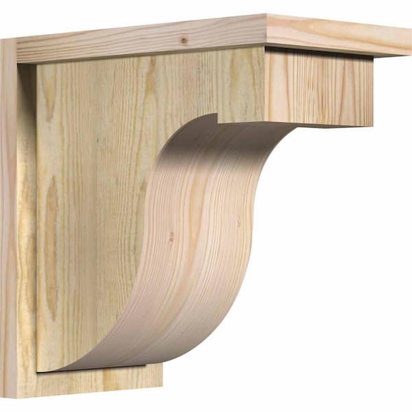 Ekena Millwork 8 in. x 14 in. x 14 in. Douglas Fir Del Monte Rough Sawn Corbel with Backplate