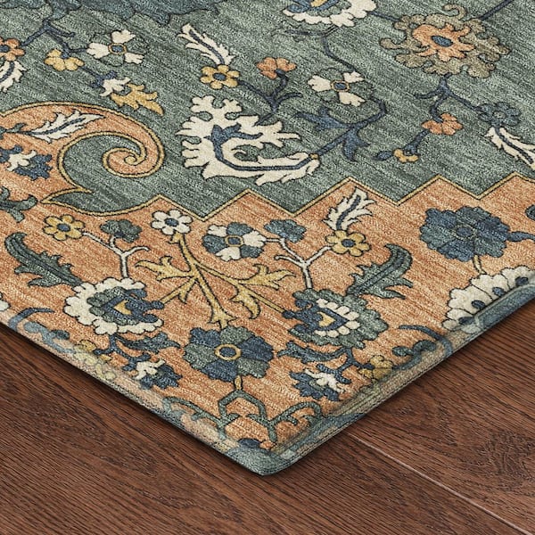 Mayfield Premium Machine Washable Abstract AMF2463 Copper 2 ft. x 3 ft. Accent Rug