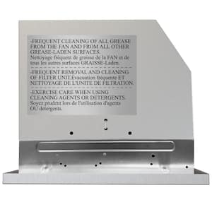 36 in. 350CFM Convertible Insert Range Hood with Carbon Filters, LED Light and Push Button Controls in Stainless Steel