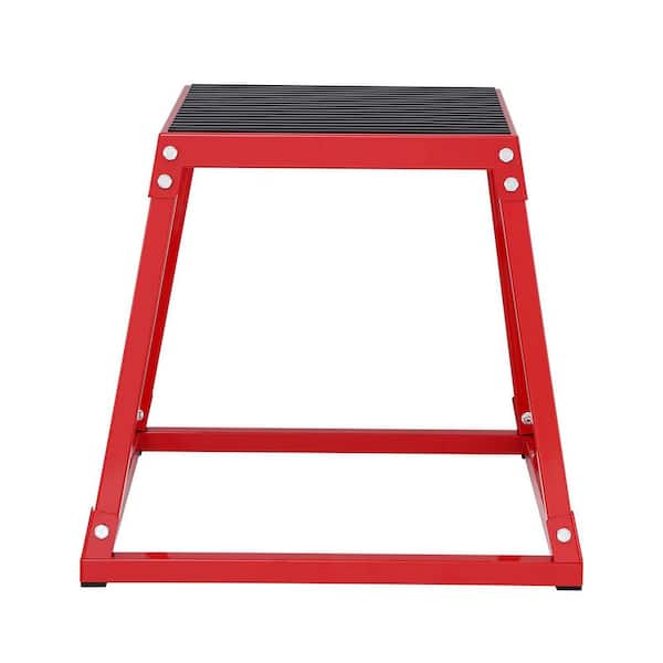 Plyometric Jump Box, 18 in. Plyo Box, Steel Plyometric Platform and Jumping Agility Box, Anti-Slip Step Up Box, Red