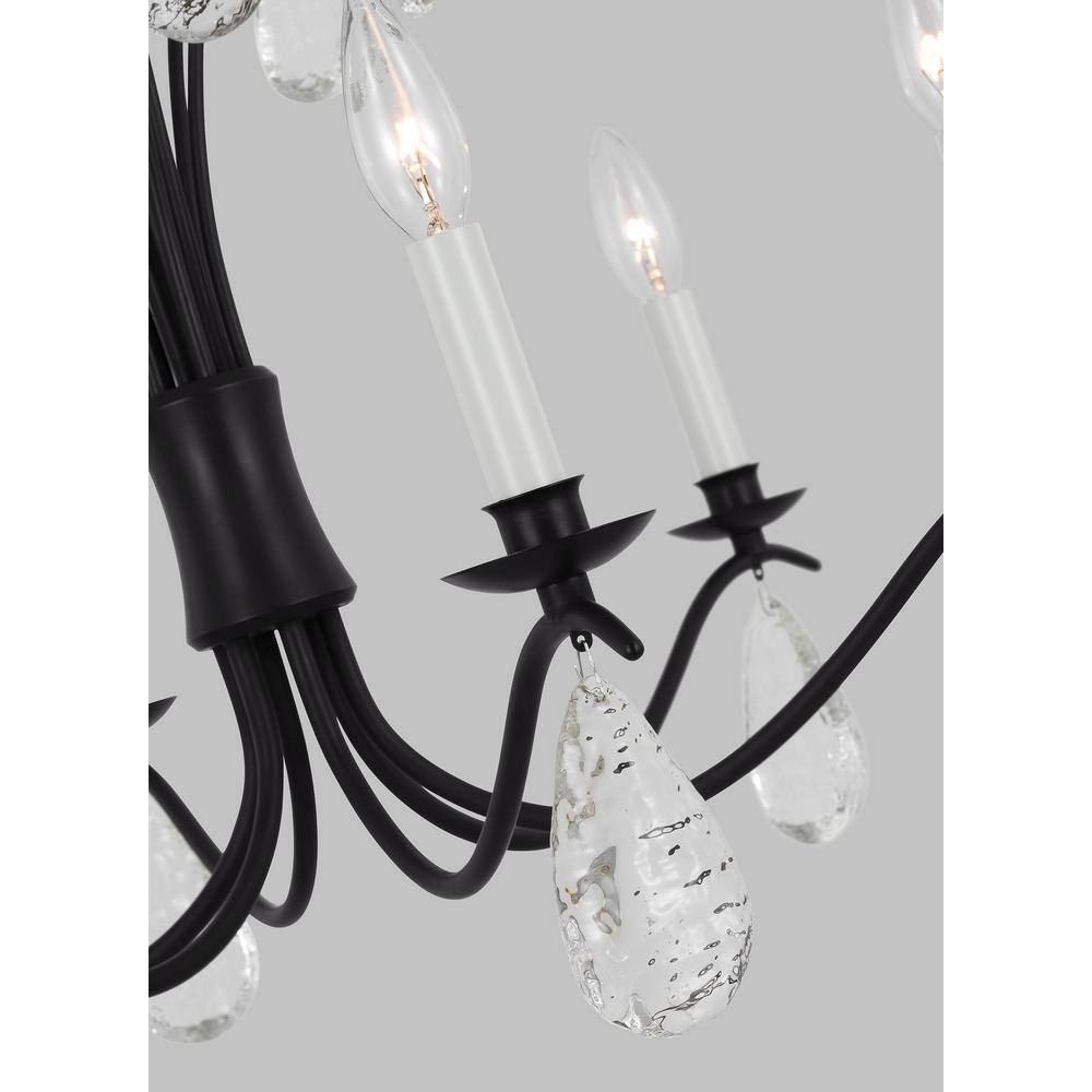 Shannon 26" Aged Iron 6-Light Chandelier with Glass Drops