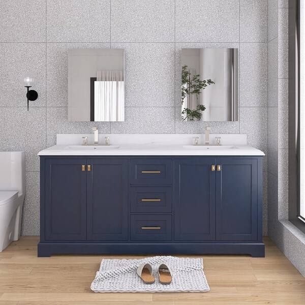 JimsMaison 72 in. W x 22 in. D x 41 in. H Double Sink Freestanding Bath ...